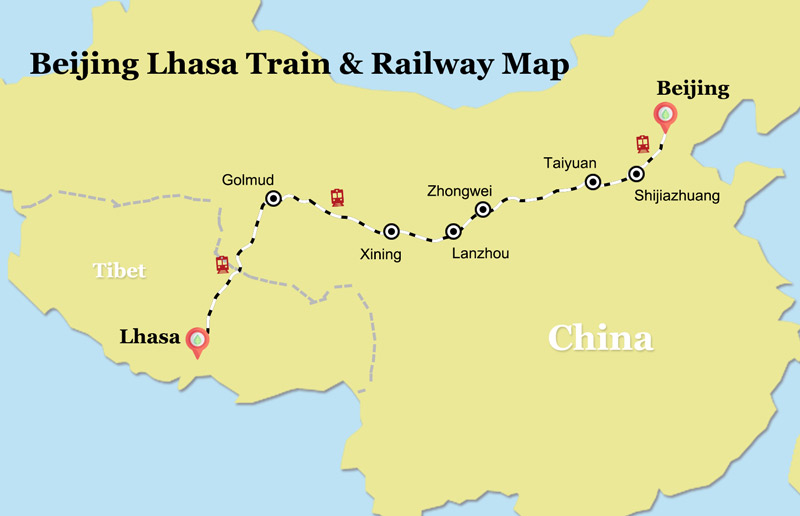 Beijing Lhasa Railway Map