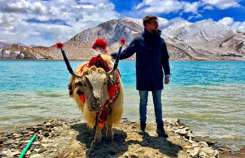 At Yamdrok Lake with Yak